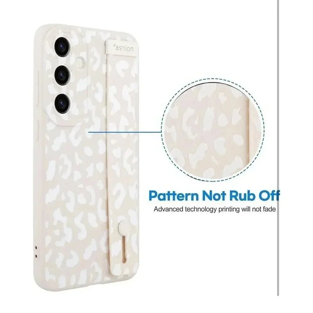 OOK White Leopard Shockproof Wrist Strap Case For Samsung Galaxy S22 Plus 6.6 In